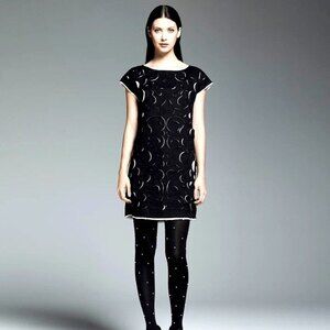 NWT Catherine Malandrino for DesigNation Black/Cream Applique Shift Dress M